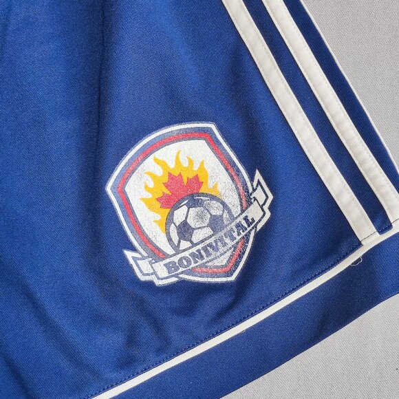 Adidas Climalite athletic shorts boys XL blue with 3 white stripes - Picture 12 of 16